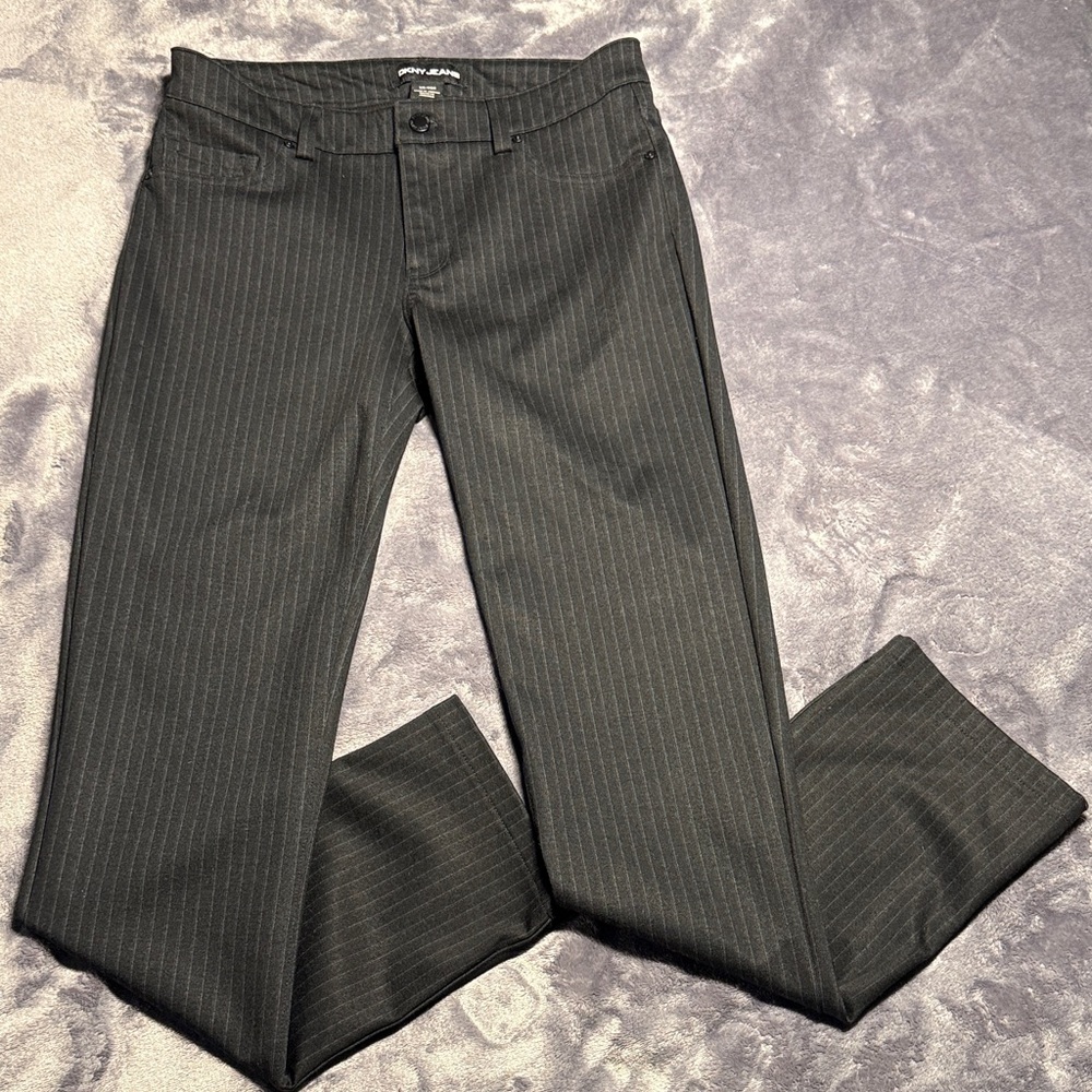 DKNY Jeans Women’s Black Pinstripe Ponte Pants Straight XS New